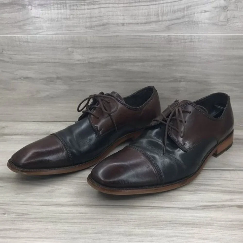 Stacy Adams Shoes Men's 11 Brown Black Leather Dress Derby Oxford Lace Up